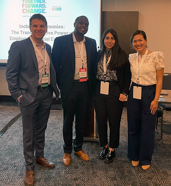 LA City Workforce Development Board representative Danielle Martinez, center right, spoke at the National Association of Workforce Boards Conference about the positive impact that the LA Rise initiative has had on workforce development and the local economy